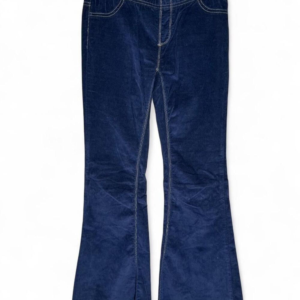 Free People Corduroy Navy Blue Flare Pants Waist 27" Womens size 26